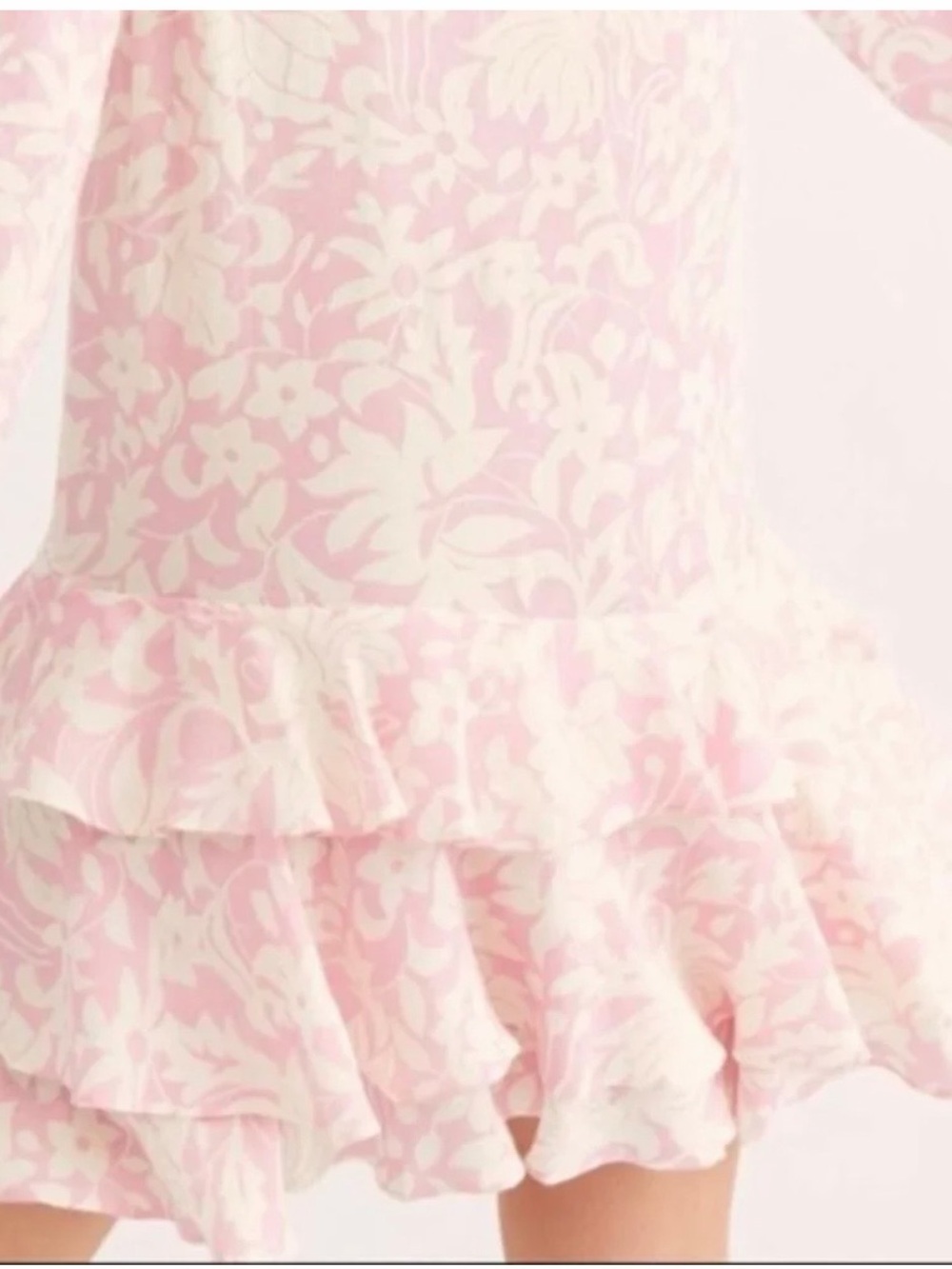NWT. Free People Rebecca Pink Floral Ruffle, long sleeve dress.small - Picture 5 of 6